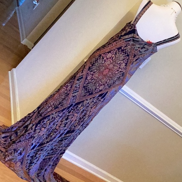 Johnny Was gorgeous double layer long slip dress, deep scoop neckline.Size L - Picture 5 of 8